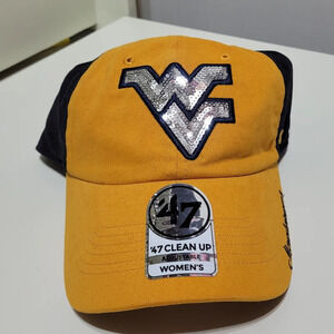 47 Brand West Virginia Mountaineers Sparkle Two Tone Adjustable Hat Women's NEW